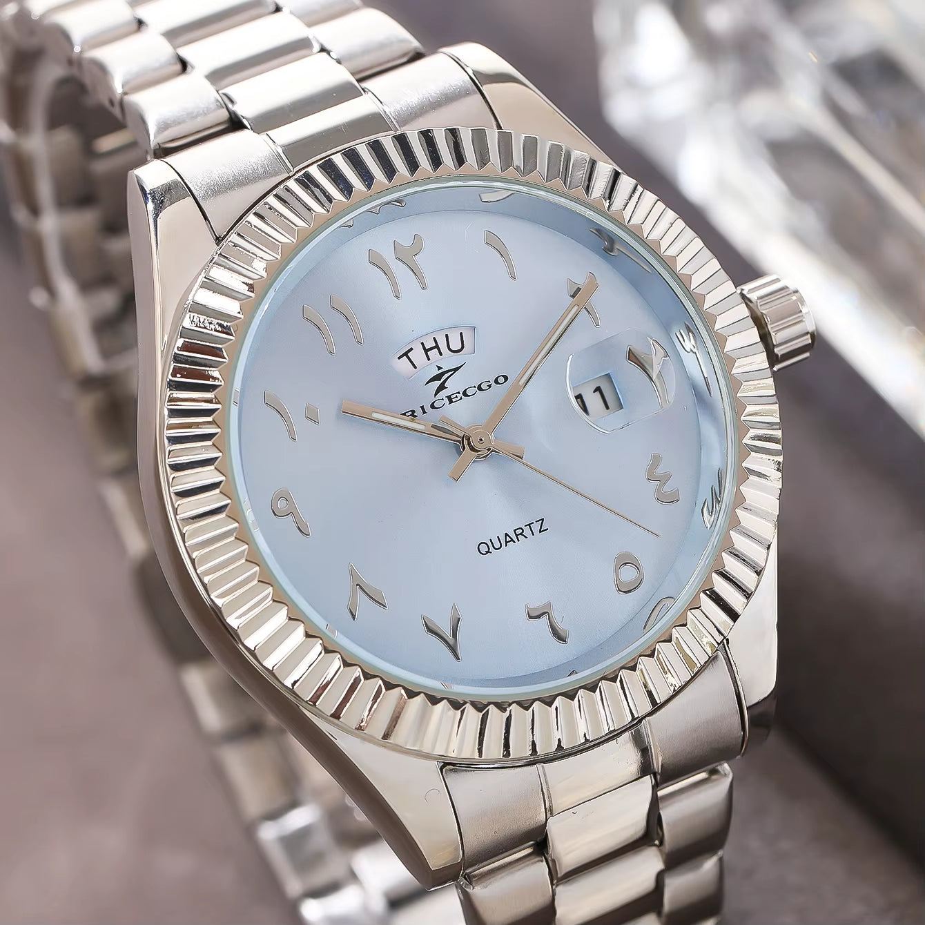 Quartz Watch ✦ Sky Blue Arabic Dial