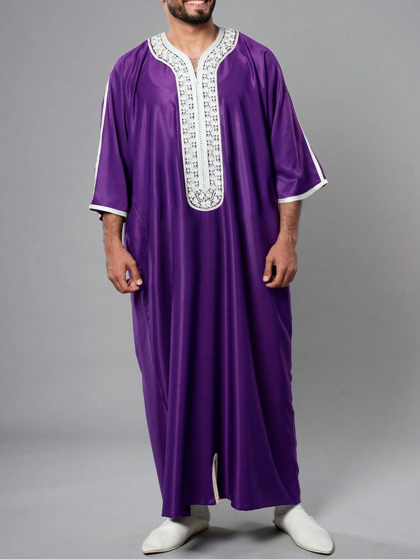 Purple Embroidered Gendoura ✦ S-XXL