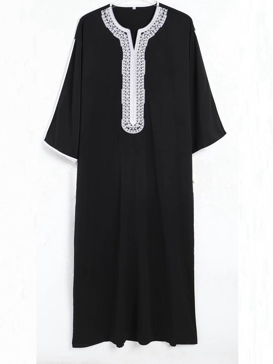 Black and White Embroidered Gandoura ✦ S-XXL