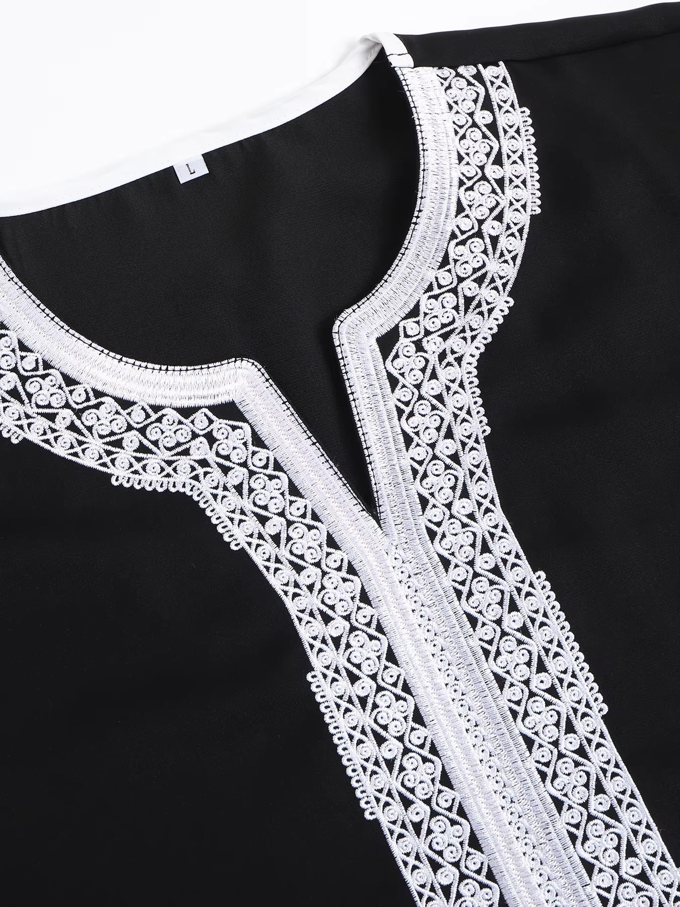 Black and White Embroidered Gandoura ✦ S-XXL