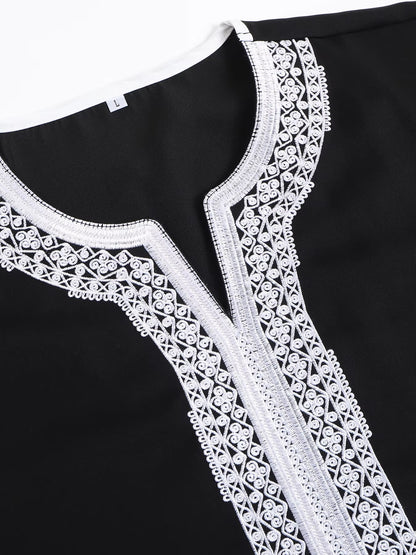 Black and White Embroidered Gandoura ✦ S-XXL